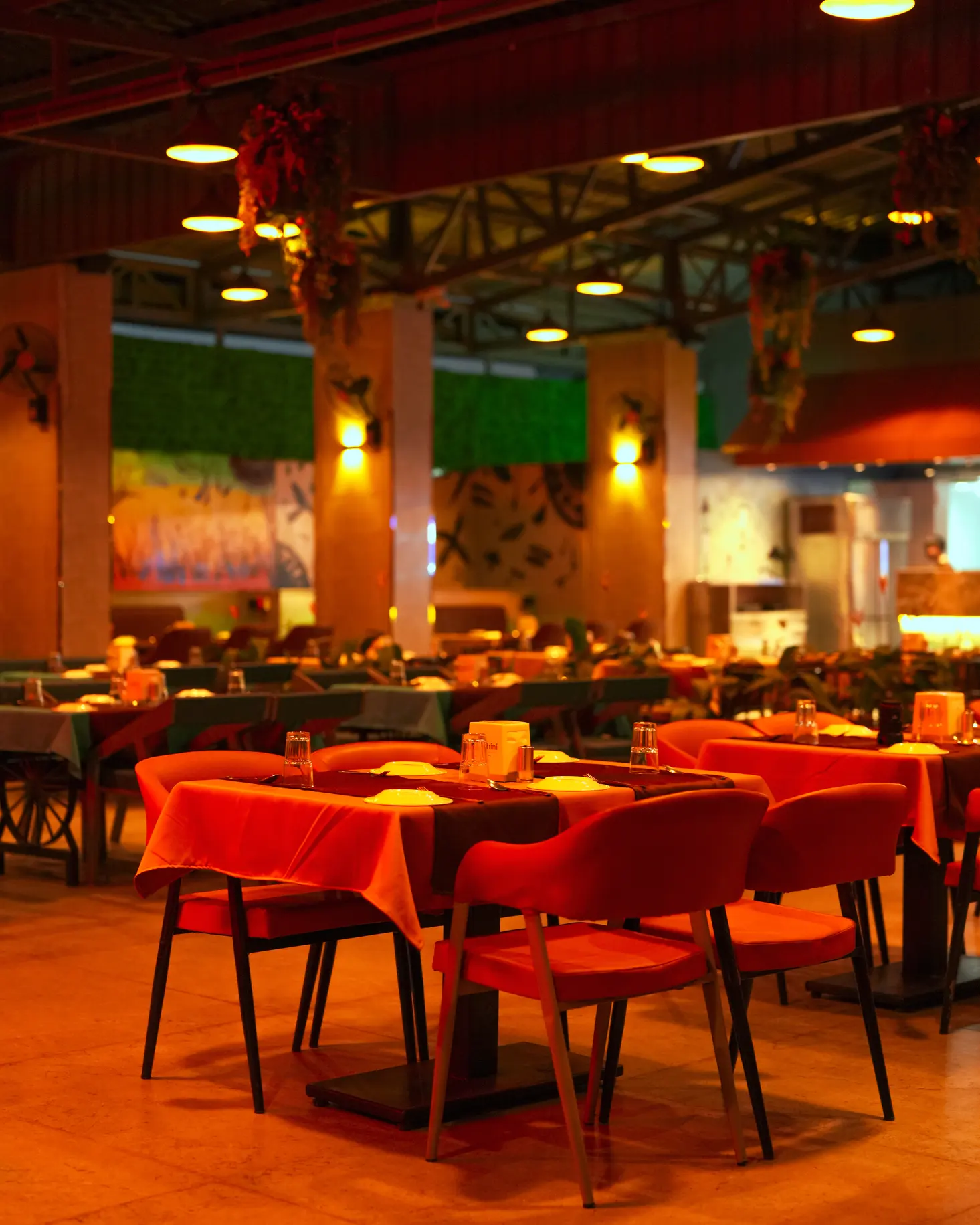 The Zennith rooftop dining space at night